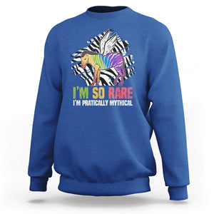 Rare Disease Day Shirts Sweatshirt Rare Disease I'm So Rare I'm Pratically Mythical Zebra Unicorn Zebra Ribbon TS02 Royal Blue Printyourwear