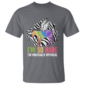 Rare Disease Day Shirts T Shirt Rare Disease I'm So Rare I'm Pratically Mythical Zebra Unicorn Zebra Ribbon TS02 Charcoal Printyourwear