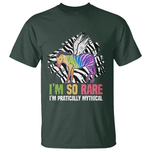 Rare Disease Day Shirts T Shirt Rare Disease I'm So Rare I'm Pratically Mythical Zebra Unicorn Zebra Ribbon TS02 Dark Forest Green Printyourwear