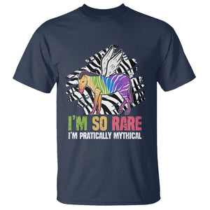 Rare Disease Day Shirts T Shirt Rare Disease I'm So Rare I'm Pratically Mythical Zebra Unicorn Zebra Ribbon TS02 Navy Printyourwear