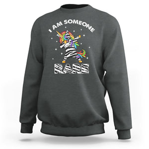 Rare Disease Day Shirts Sweatshirt I Am Someone Rare Rainbow Zebra Unicorn Rare Disease Awareness TS02 Dark Heather Printyourwear