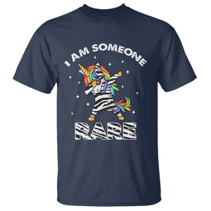 Rare Disease Day Shirts T Shirt I Am Someone Rare Rainbow Zebra Unicorn Rare Disease Awareness TS02 Navy Printyourwear