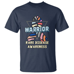 Rare Disease Day Shirts T Shirt Rare Disease Warrior Rare Disease Awareness Zebra Ribbon Fighter TS02 Navy Printyourwear