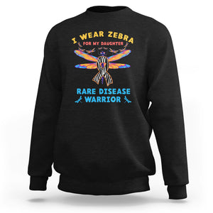 Rare Disease Day Sweatshirt I Wear Zebra For My Daughter Zebra Ribbon TS02 Black Printyourwear