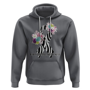 Rare Disease Day Shirts Hoodie Rare Disease Awareness Rare Disease Day Floral Zebra Ribbon TS02 Charcoal Printyourwear