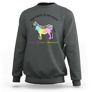 Rare Disease Day Shirts Sweatshirt Her Fight Is My Fight Rare Disease Awareness Support Rare Warrior Rainbow Zebra TS02 Dark Heather Printyourwear