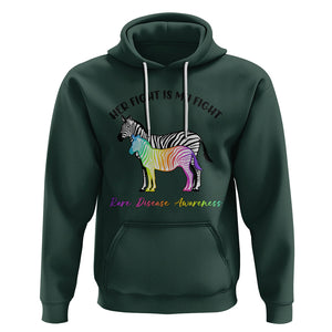 Rare Disease Day Shirts Hoodie Her Fight Is My Fight Rare Disease Awareness Support Rare Warrior Rainbow Zebra TS02 Dark Forest Green Printyourwear
