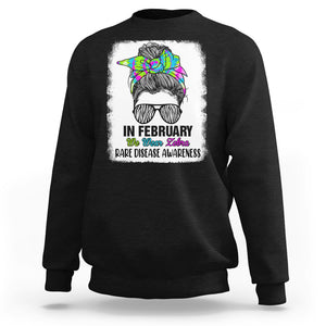 Rare Disease Day Shirts Sweatshirt In February We Wear Zebra Rare Disease Awareness Zebra Messy Bun TS02 Black Printyourwear
