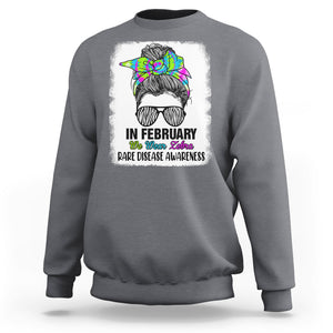 Rare Disease Day Shirts Sweatshirt In February We Wear Zebra Rare Disease Awareness Zebra Messy Bun TS02 Charcoal Printyourwear