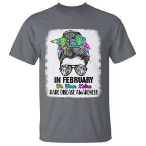 Rare Disease Day Shirts T Shirt In February We Wear Zebra Rare Disease Awareness Zebra Messy Bun TS02 Charcoal Printyourwear