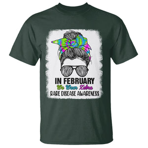 Rare Disease Day Shirts T Shirt In February We Wear Zebra Rare Disease Awareness Zebra Messy Bun TS02 Dark Forest Green Printyourwear