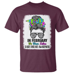 Rare Disease Day Shirts T Shirt In February We Wear Zebra Rare Disease Awareness Zebra Messy Bun TS02 Maroon Printyourwear