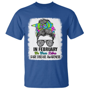 Rare Disease Day Shirts T Shirt In February We Wear Zebra Rare Disease Awareness Zebra Messy Bun TS02 Royal Blue Printyourwear