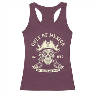 Gulf of Mexico Pirate Sugar Skull Racerback Tank Top Est 1550 Stay Salty And Resist TS02 Maroon Print Your Wear