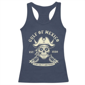 Gulf of Mexico Pirate Sugar Skull Racerback Tank Top Est 1550 Stay Salty And Resist TS02 Navy Print Your Wear