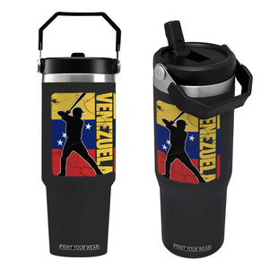 Venezuela Baseball Pride Vintage Flag Flip Straw Tumbler Venezuelan Sports Fan Gift for Latino Beisbol Lovers TS02 One Size: 30 oz Black Print Your Wear