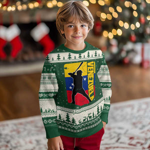 Venezuela Baseball Pride Vintage Flag Ugly Christmas Sweater Venezuelan Sports Fan Gift for Latino Beisbol Lovers TS02 Forest Green Beige Print Your Wear