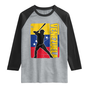 Venezuela Baseball Pride Vintage Flag Raglan Shirt Venezuelan Sports Fan Gift for Latino Beisbol Lovers TS02 Heather Gray Black Print Your Wear