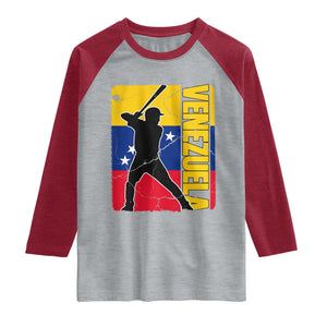 Venezuela Baseball Pride Vintage Flag Raglan Shirt Venezuelan Sports Fan Gift for Latino Beisbol Lovers TS02 Heather Gray Heather Red Print Your Wear