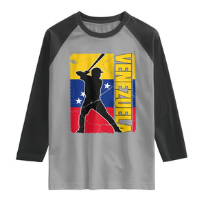 Venezuela Baseball Pride Vintage Flag Raglan Shirt Venezuelan Sports Fan Gift for Latino Beisbol Lovers TS02 Sport Gray Black Print Your Wear