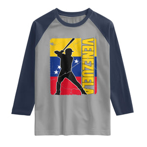 Venezuela Baseball Pride Vintage Flag Raglan Shirt Venezuelan Sports Fan Gift for Latino Beisbol Lovers TS02 Sport Gray Navy Print Your Wear