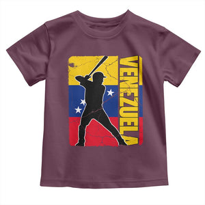 Venezuela Baseball Pride Vintage Flag Toddler T Shirt Venezuelan Sports Fan Gift for Latino Beisbol Lovers TS02 Maroon Print Your Wear