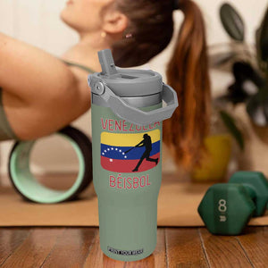 Venezuela Beisbol Flag Flip Straw Tumbler Venezuelan Baseball Pride Latino Sports Fans TS02 One Size: 30 oz Moss Green Print Your Wear
