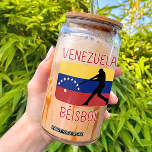 Venezuela Beisbol Flag Glass Can Venezuelan Baseball Pride Latino Sports Fans TS02 Black Print Your Wear