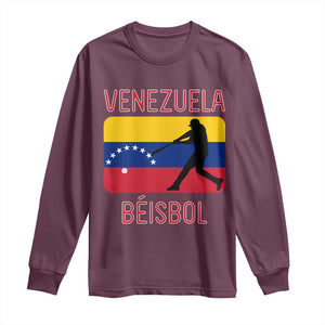 Venezuela Beisbol Flag Long Sleeve Shirt Venezuelan Baseball Pride Latino Sports Fans TS02 Maroon Print Your Wear