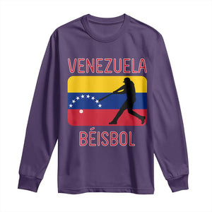 Venezuela Beisbol Flag Long Sleeve Shirt Venezuelan Baseball Pride Latino Sports Fans TS02 Purple Print Your Wear