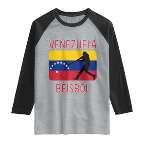 Venezuela Beisbol Flag Raglan Shirt Venezuelan Baseball Pride Latino Sports Fans TS02 Heather Gray Black Print Your Wear