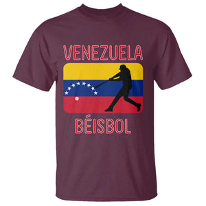 Venezuela Beisbol Flag T Shirt Venezuelan Baseball Pride Latino Sports Fans TS02 Maroon Print Your Wear