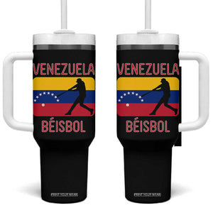 Venezuela Beisbol Flag Tumbler With Handle Venezuelan Baseball Pride Latino Sports Fans TS02 One Size: 40 oz Black Print Your Wear