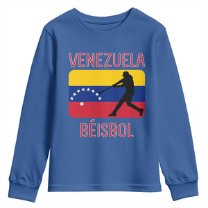 Venezuela Beisbol Flag Youth Sweatshirt Venezuelan Baseball Pride Latino Sports Fans TS02 Royal Blue Print Your Wear