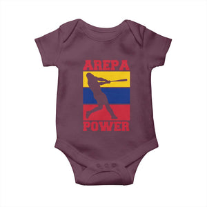 Arepa Power Venezuela Baseball Flag Baby Onesie Funny Venezuelan Pride Gift for Beisbol Lovers TS02 Maroon Print Your Wear