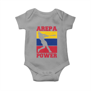 Arepa Power Venezuela Baseball Flag Baby Onesie Funny Venezuelan Pride Gift for Beisbol Lovers TS02 Sport Gray Print Your Wear