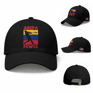 Arepa Power Venezuela Baseball Flag Baseball Cap Funny Venezuelan Pride Gift for Beisbol Lovers TS02 Baseball Cap Universal Fit Black Print Your Wear