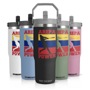 Arepa Power Venezuela Baseball Flag Flip Straw Tumbler Funny Venezuelan Pride Gift for Beisbol Lovers TS02 Print Your Wear