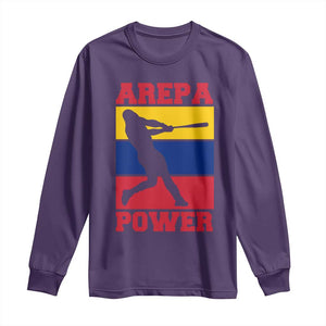 Arepa Power Venezuela Baseball Flag Long Sleeve Shirt Funny Venezuelan Pride Gift for Beisbol Lovers TS02 Purple Print Your Wear