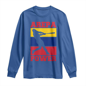 Arepa Power Venezuela Baseball Flag Long Sleeve Shirt Funny Venezuelan Pride Gift for Beisbol Lovers TS02 Royal Blue Print Your Wear