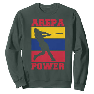 Arepa Power Venezuela Baseball Flag Sweatshirt Funny Venezuelan Pride Gift for Beisbol Lovers TS02 Dark Forest Green Print Your Wear