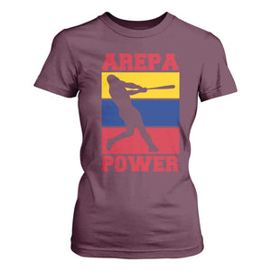 Arepa Power Venezuela Baseball Flag T Shirt For Women Funny Venezuelan Pride Gift for Beisbol Lovers TS02 Maroon Print Your Wear