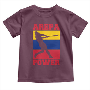 Arepa Power Venezuela Baseball Flag Toddler T Shirt Funny Venezuelan Pride Gift for Beisbol Lovers TS02 Maroon Print Your Wear