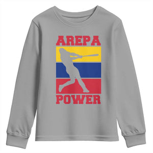 Arepa Power Venezuela Baseball Flag Youth Sweatshirt Funny Venezuelan Pride Gift for Beisbol Lovers TS02 Sport Gray Print Your Wear