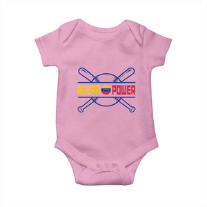 Arepa Power Baseball Crossed Bats Baby Onesie Funny Venezuelan Pride Gift for Latino Sports Fans TS02 Light Pink Print Your Wear