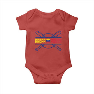 Arepa Power Baseball Crossed Bats Baby Onesie Funny Venezuelan Pride Gift for Latino Sports Fans TS02 Red Print Your Wear