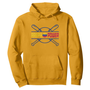 Arepa Power Baseball Crossed Bats Hoodie Funny Venezuelan Pride Gift for Latino Sports Fans TS02 Gold Print Your Wear