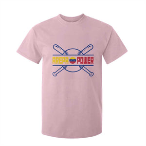 Arepa Power Baseball Crossed Bats T Shirt For Kid Funny Venezuelan Pride Gift for Latino Sports Fans TS02 Light Pink Print Your Wear