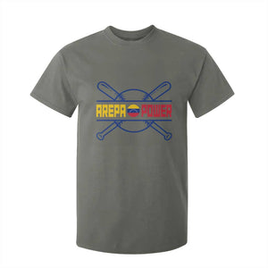 Arepa Power Baseball Crossed Bats T Shirt For Kid Funny Venezuelan Pride Gift for Latino Sports Fans TS02 Military Green Print Your Wear