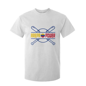 Arepa Power Baseball Crossed Bats T Shirt For Kid Funny Venezuelan Pride Gift for Latino Sports Fans TS02 White Print Your Wear